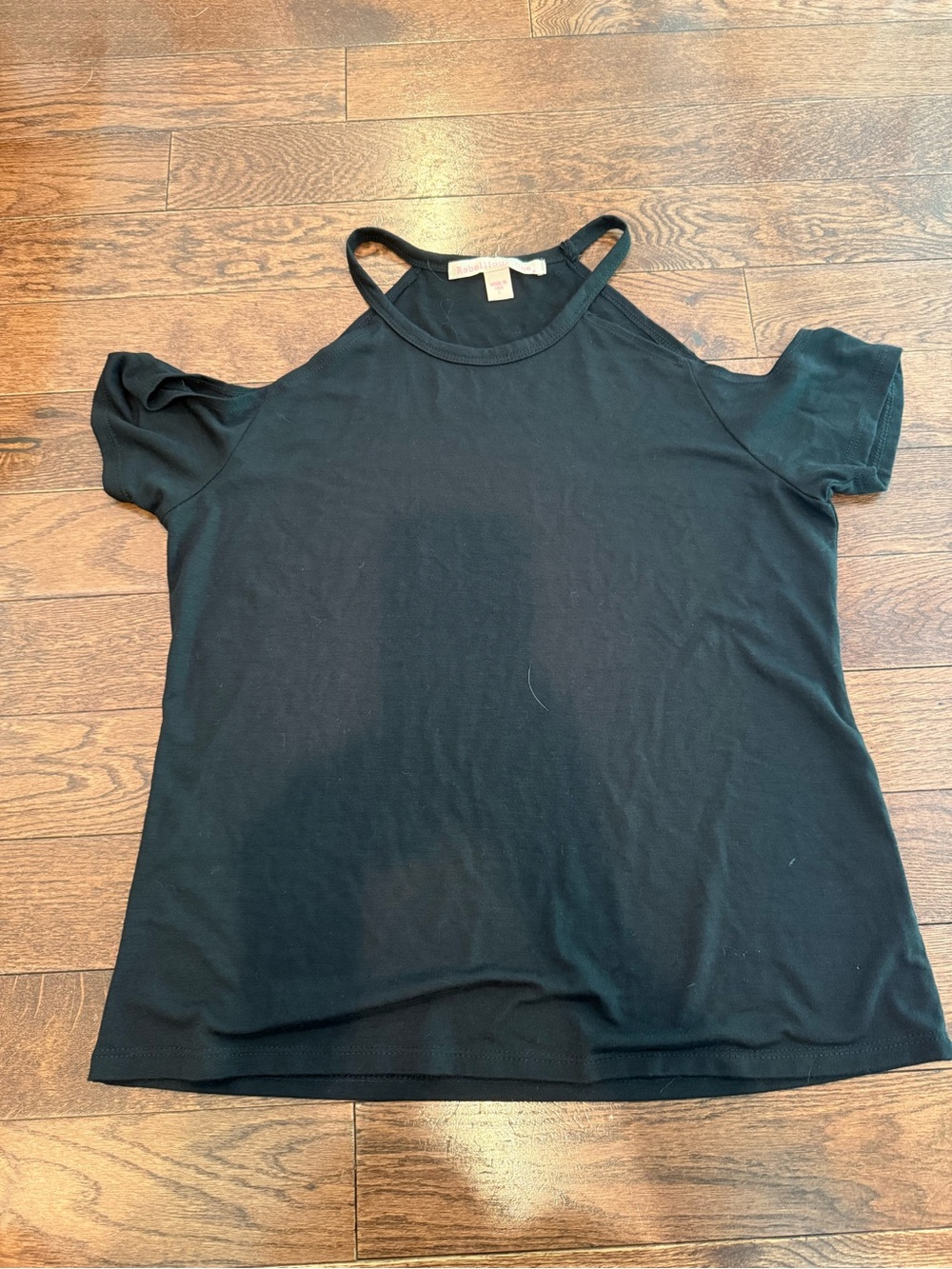 Rebellious One Black Cold-Shoulder Short Sleeve Tee